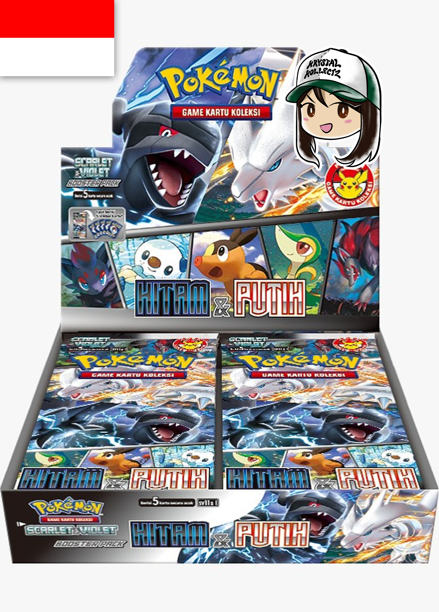 Hitam & Putih Black & White Pokemon Indonesian Booster Box Zekrom BWR Reshiram BWR Victini Gen 5 Unova Region Krystakollectz