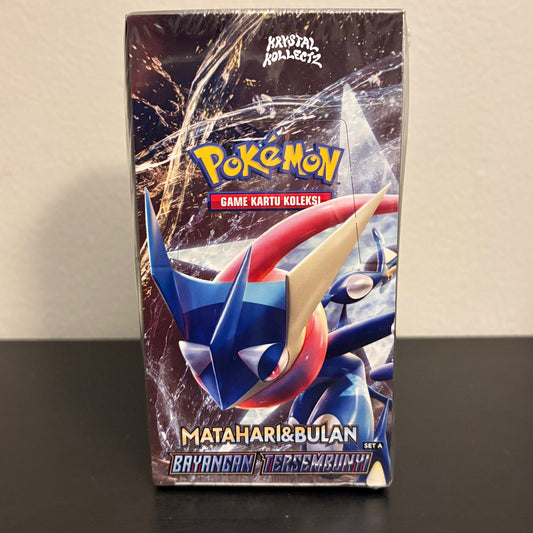 Pokemon Indonesian Booster Box Matahari dan bulan SET A KrystalKollectz Bayangan Tersembunyi Game Kartu Koleksi Indonesia Greninja