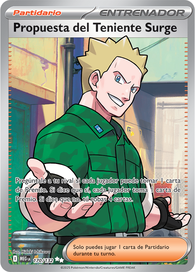 Lt. Surge's Bargain SR Mega Evolution Megaevolución Pokemon Card 170/132 - Latin American Spanish Hideki Ishikawa