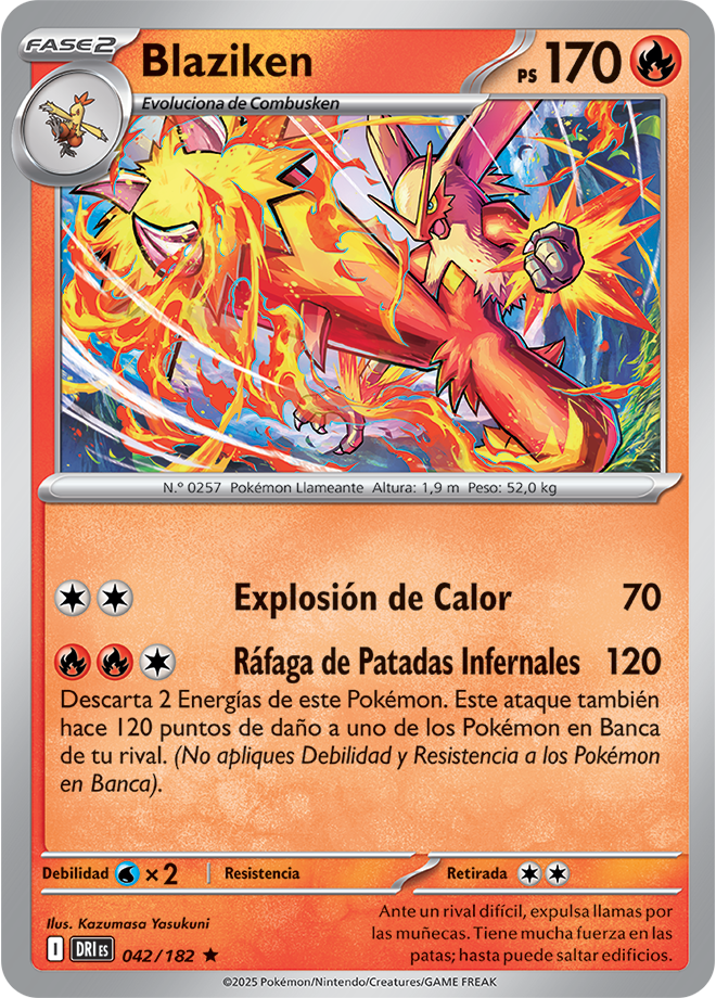 Blaziken Holo R Destined Rivals / Rivales Predestinados Pokemon Card 042/182 - Spanish KrystalKollectz