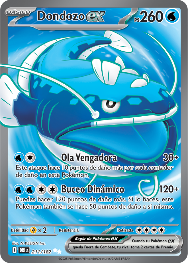 Dondozo ex Ultra Rare - Destined Rivals Pokemon Card 211/182 - Latin American Spanish