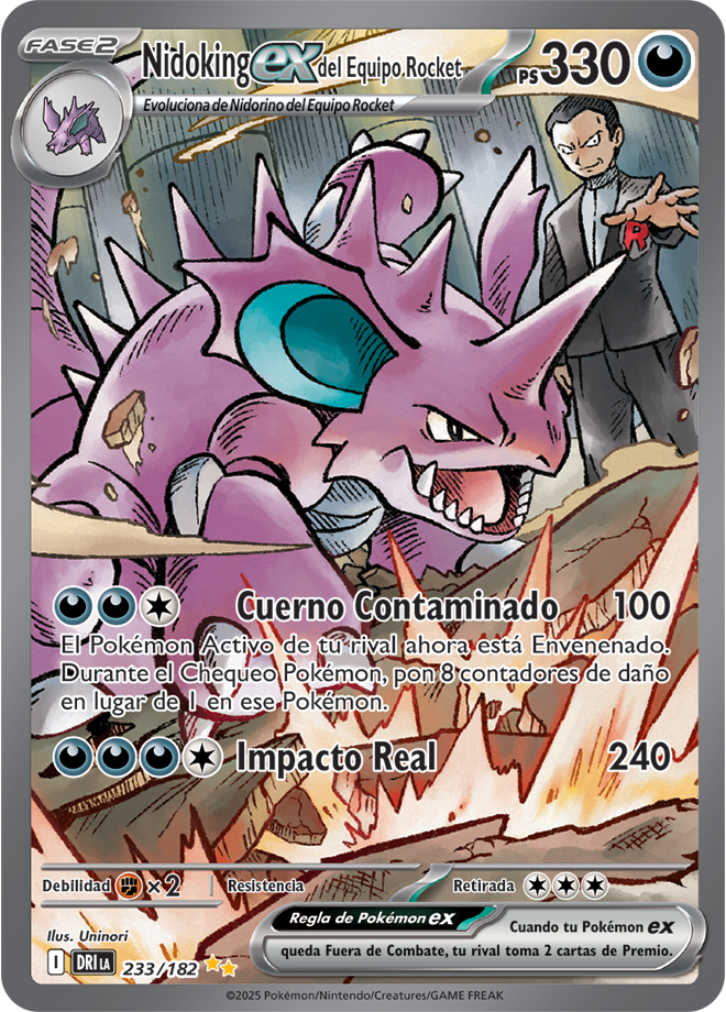 Team Rocket's Nidoking ex SIR - Destined Rivals Pokemon Card 233/182