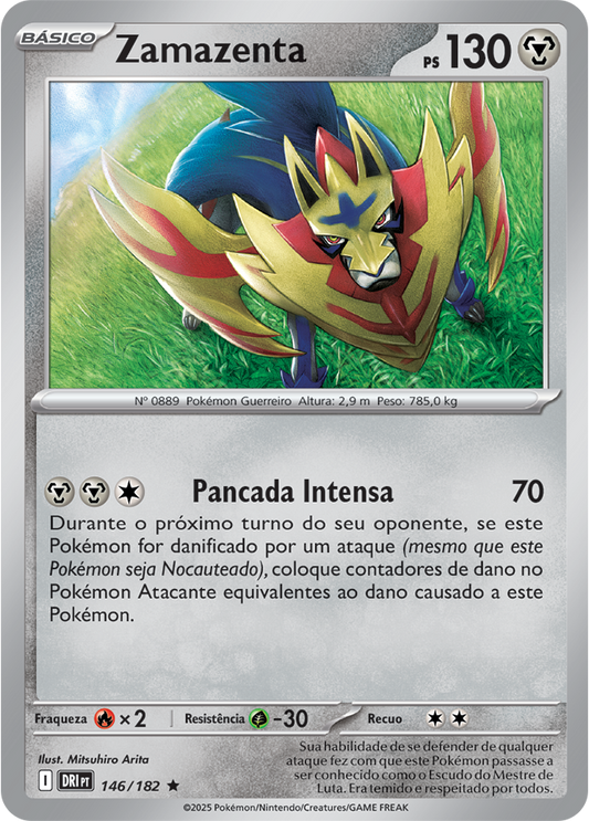 Zamazenta Holo Destined Rivals Pokemon Card Portuguese 146/182 KrystalKollectz web store Mitsuhiro Arita 2025