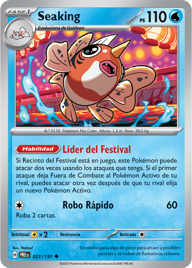 Seaking U Prismatic Evolutions Pokemon Card PREes 021/131 Spanish
