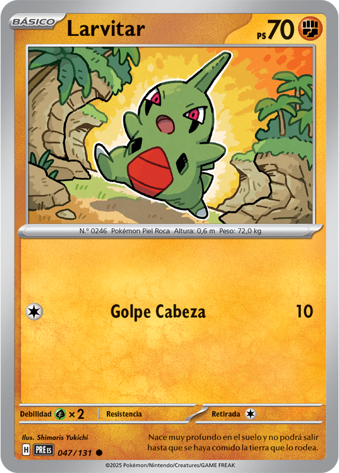 Larvitar C - Prismatic Evolutions Pokemon Card PREes 047/131 - Spanish