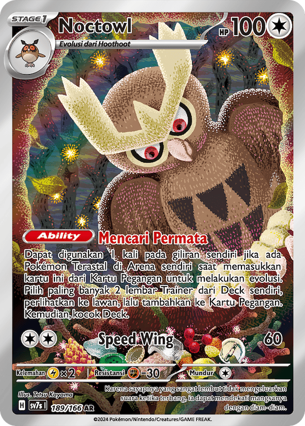 Noctowl Indonesian Pokemon Card 2024 KrystalKollectz 189/166