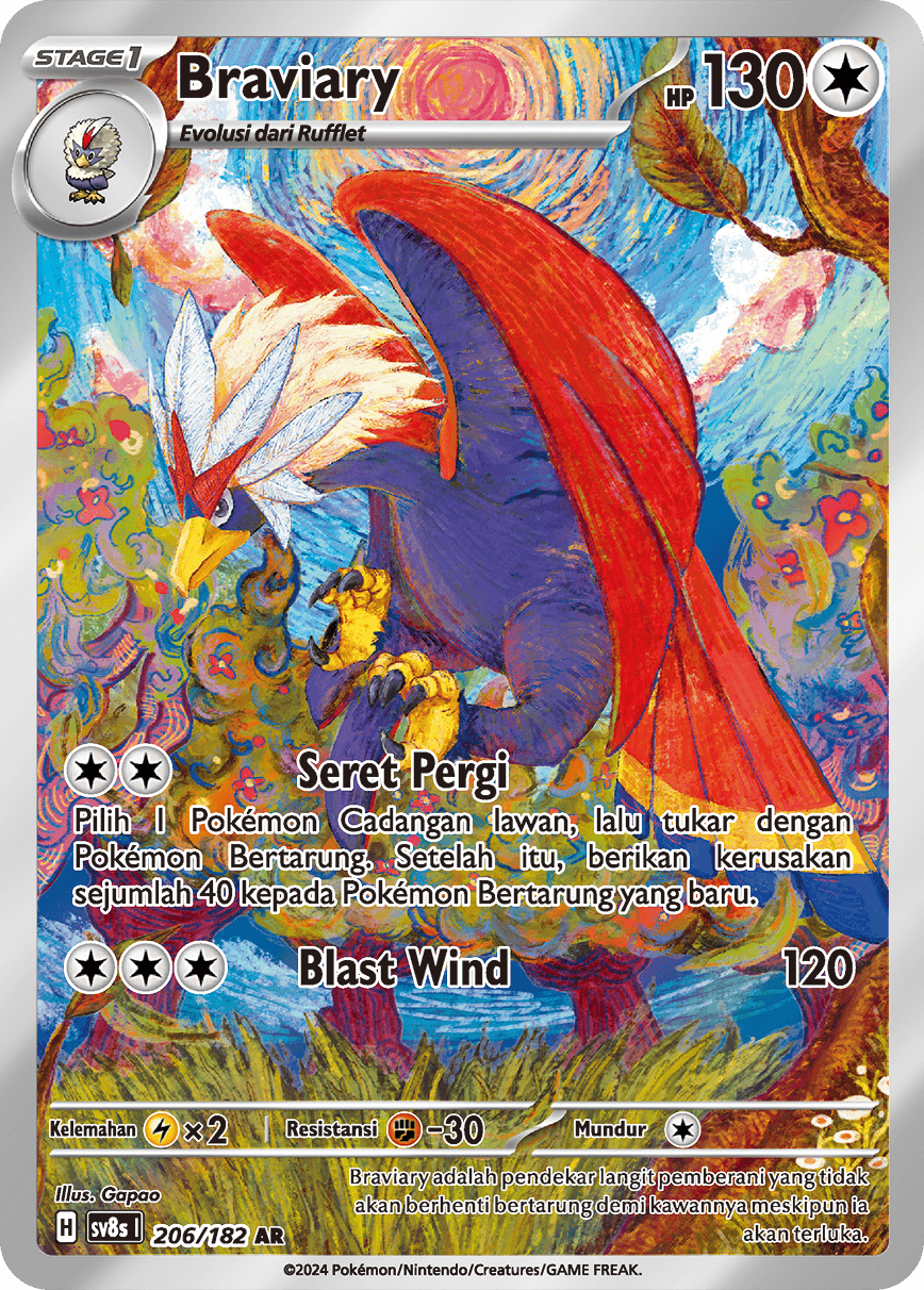 Braviary AR - Pokemon Card 206/182 Stellar Lightning Strike - Indonesi KrystalKollectz Braviary AR - Pokemon Card 206/182 Stellar Lightning Strike - Indonesi KrystalKollectz