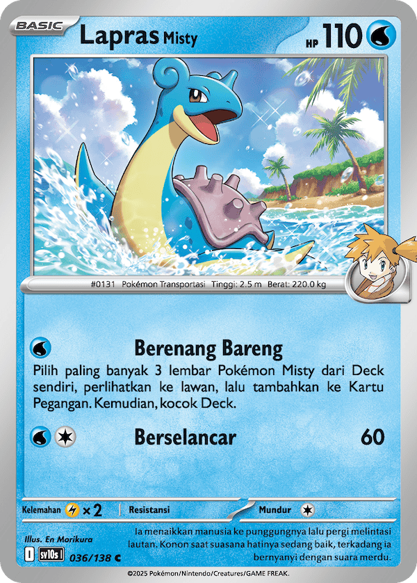 Misty's Lapras Presence of Champions Pokemon Card Indonesian Krystalkollectz
