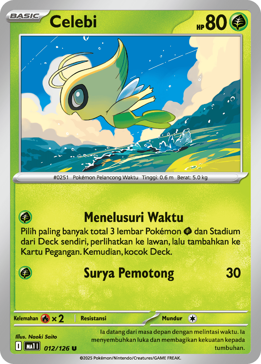 Celebi U Mega Evolution MA1I Pokemon Card 012/126 Indonesian KrystalKollectz