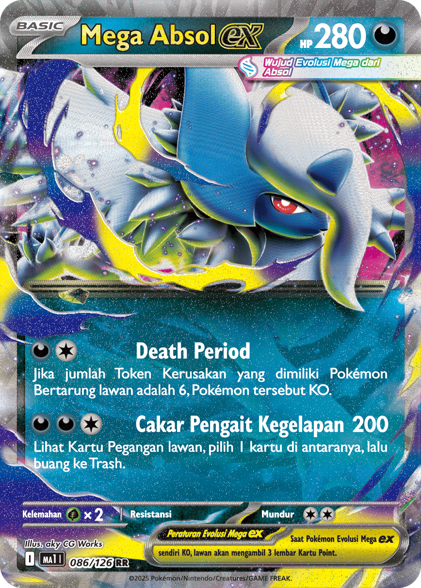 Mega Absol ex RR - Pokemon Card 086/126 Mega Evolution - Indonesian