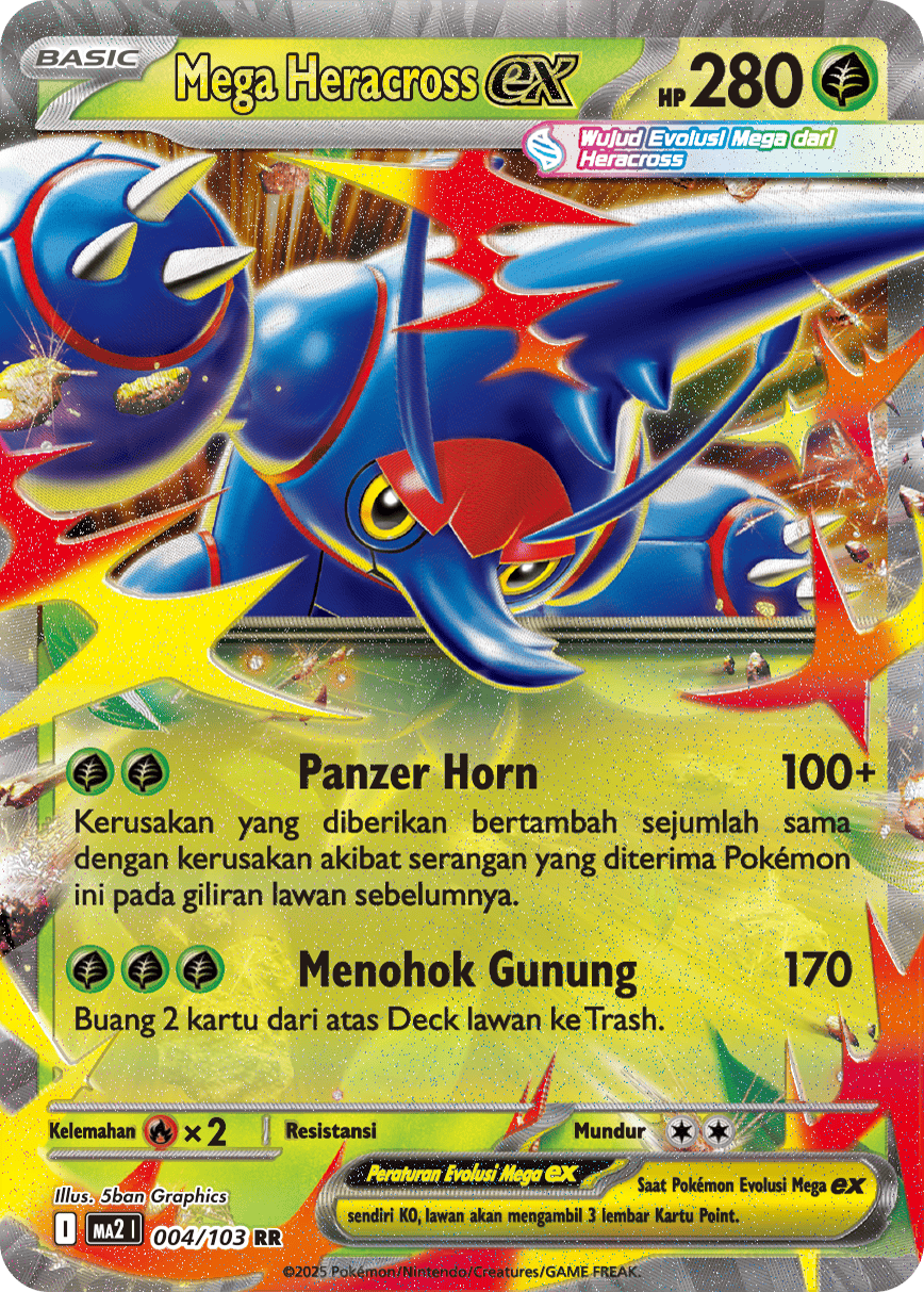 Mega Heracross ex RR - Pokemon Card 004/103 Blue Flames - Indonesian