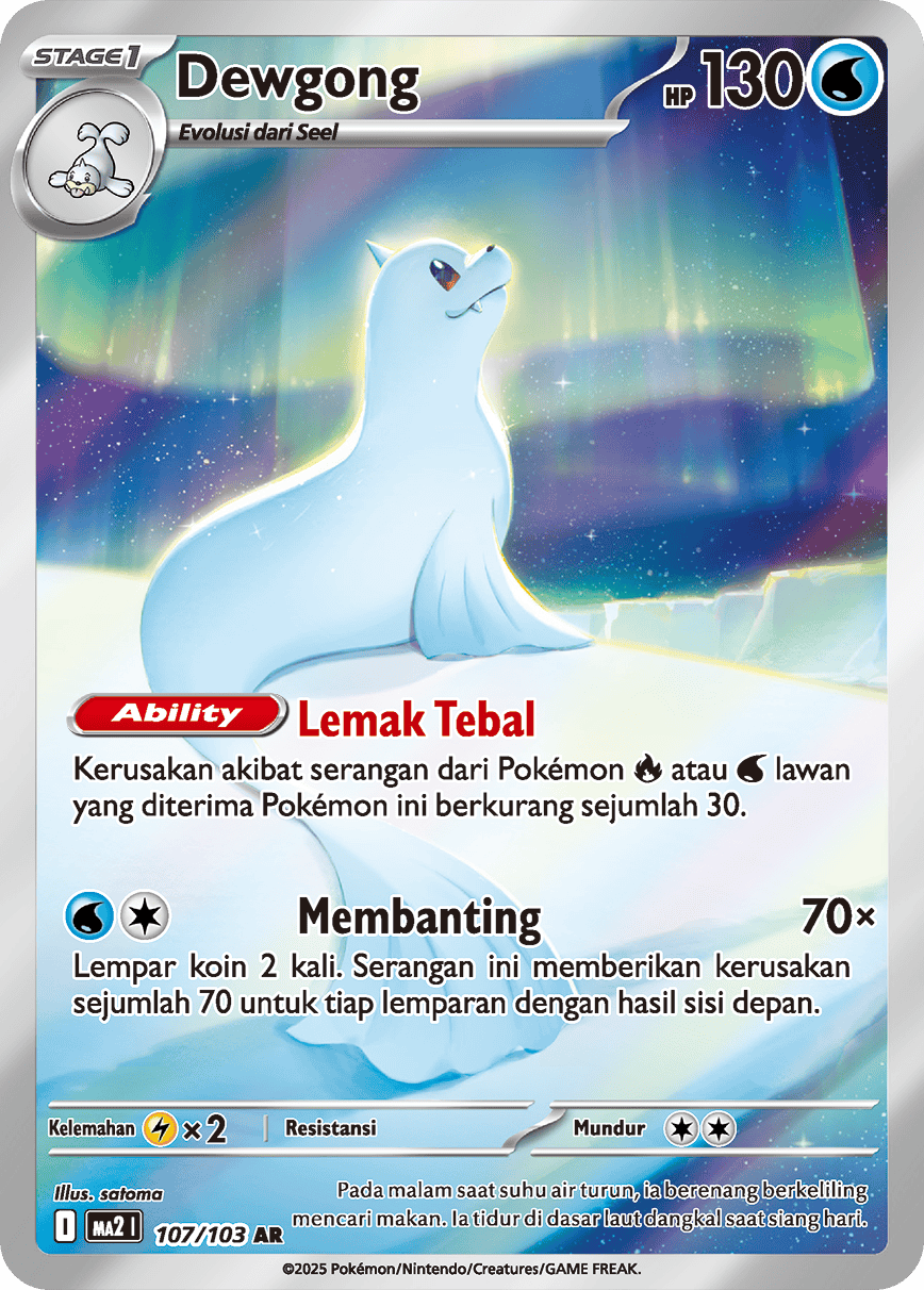 Dewgong AR - Pokemon Card 107/103 Blue Flames - Indonesian