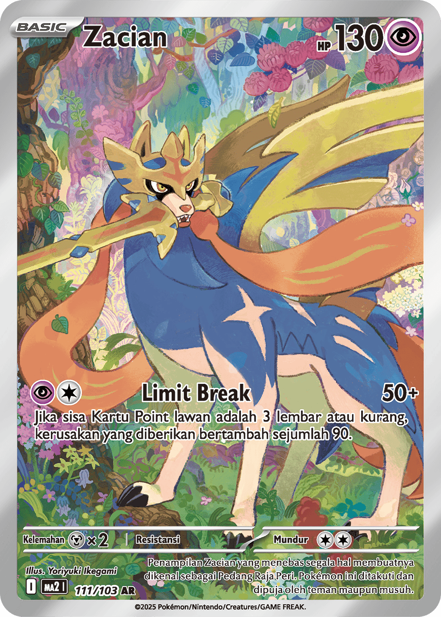 Zacian AR - Pokemon Card 111/103 Blue Flames - Indonesian