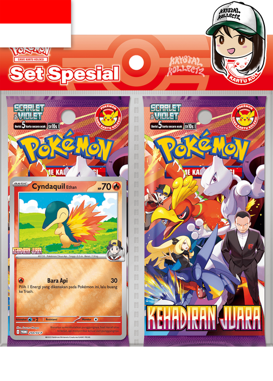 The Glory of Team Rocket Pokemon Indonesian set Destined Rivals Cyndaquil Special Set Promo set Spesial Scarlet & Violet KrystalKollectz web store 