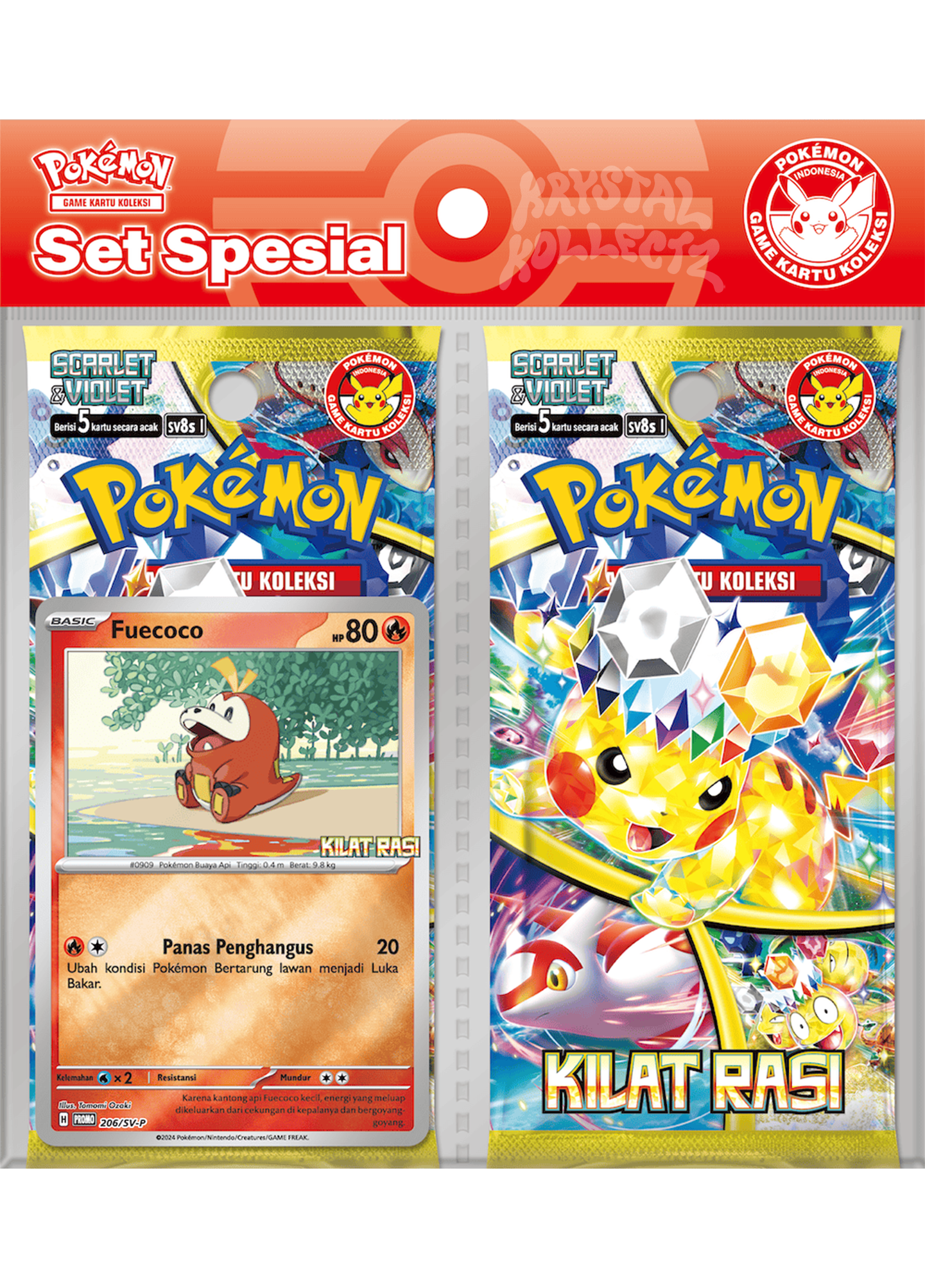 Kilat Rasi Pokemon Special Set Blister Pack Fuecoco Promo Card Indonesian KrystalKollectz 2024 Scarlet & Violet Kartu