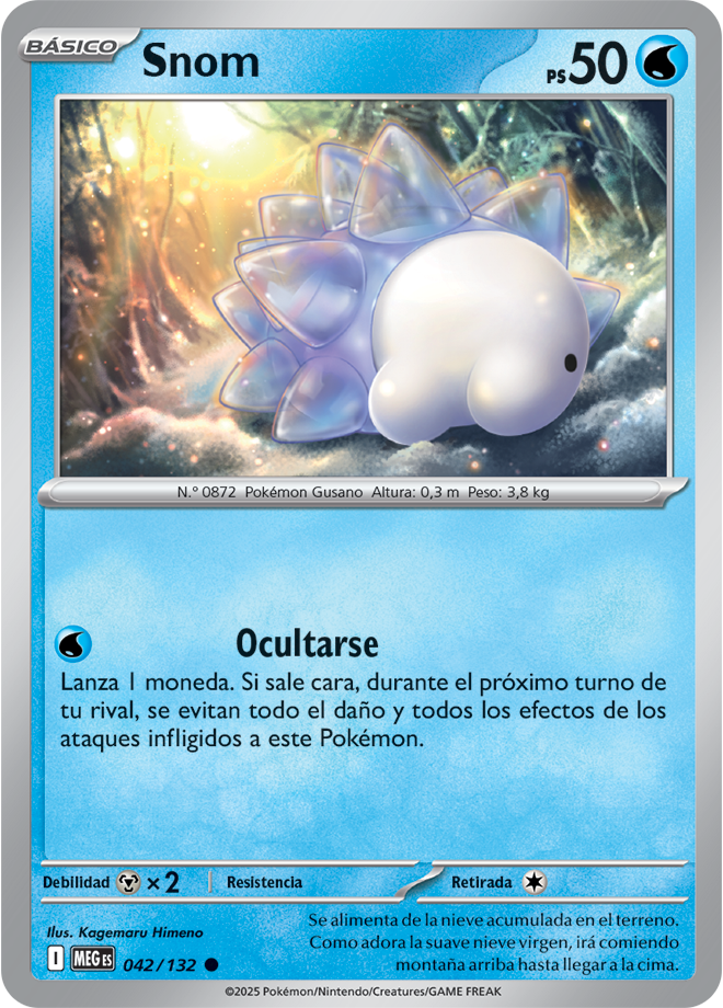 Snom C Mega Evolution Pokemon Card 042/132 Spanish KrystalKollectz MEG es 2025 Kagemaru Himeno Megaevolución