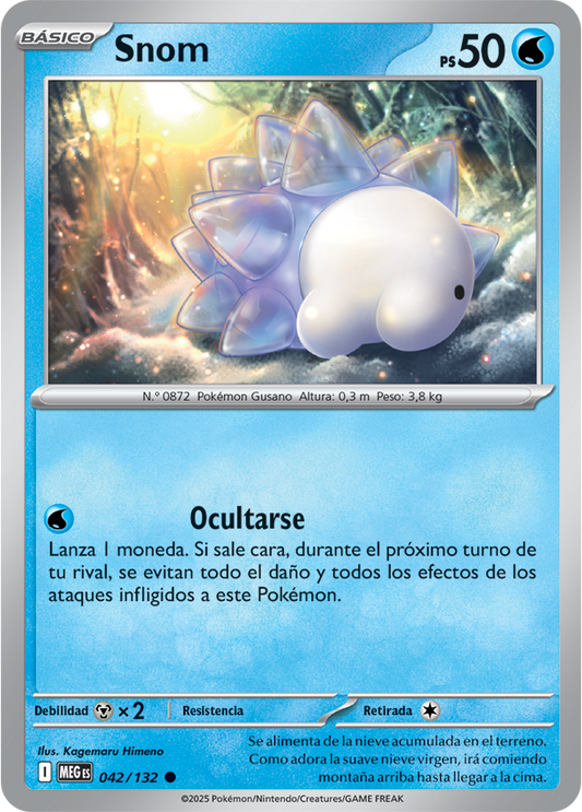 Snom C Mega Evolution Pokemon Card 042/132 Spanish KrystalKollectz MEG es 2025 Kagemaru Himeno Megaevolución