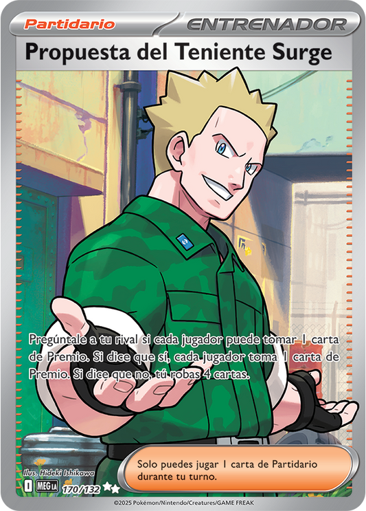 Lt. Surge's Bargain SR Mega Evolution Megaevolución Pokemon Card 170/132 - Latin American Spanish Hideki Ishikawa 