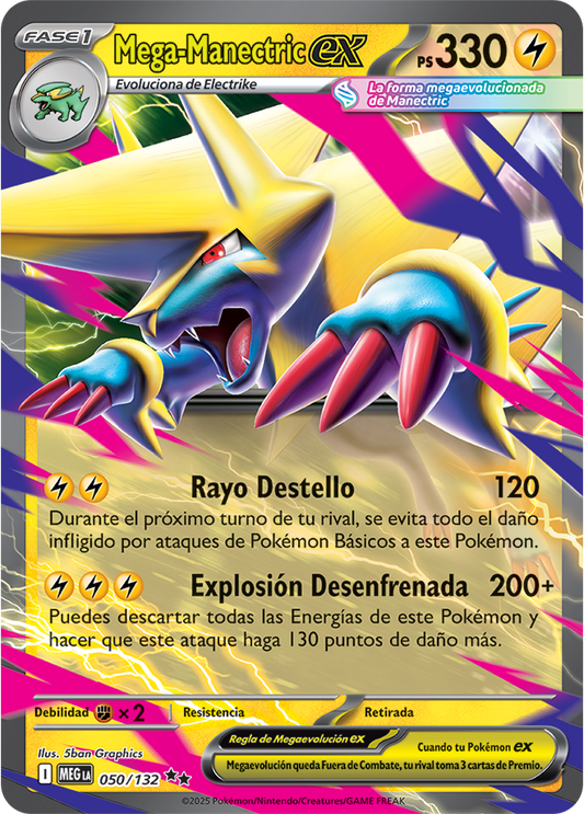 Mega Manectric ex - Pokemon Card 050/132 Mega Evolution - LATAM Spanish