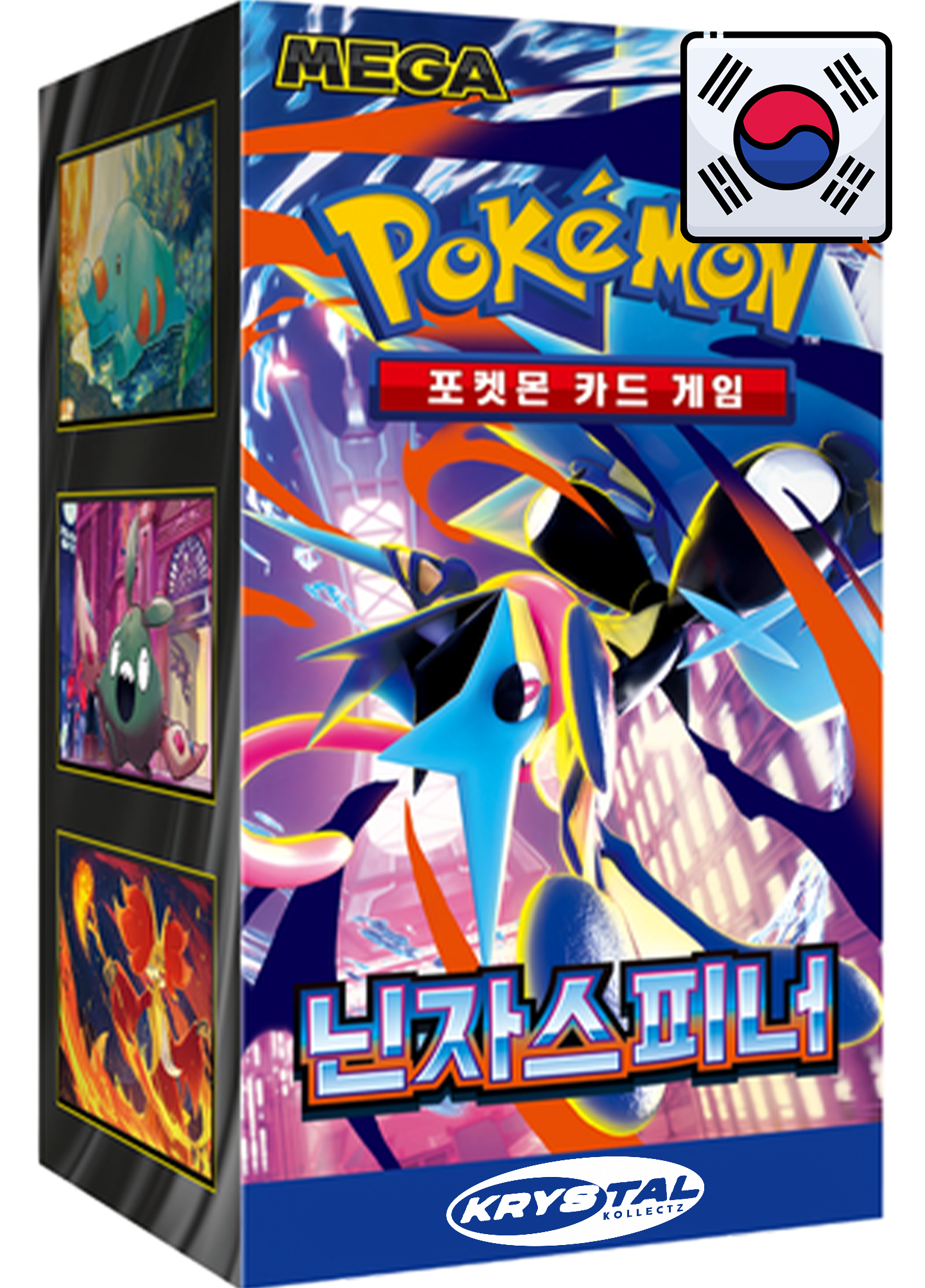 Korean Ninja Spinner Pokemon Booster Box M Chaos Rising KrystalKollectz Mega Evolution Greninja set Korea version edition SK m4 닌자스피너 KrystalKollectz.com 개굴닌자 South Korea sealed authentic booster pack