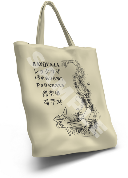 KrystalKollectz Merch Tote Bag Rayquaza Multi-Language Shopping Side Bag PNG Image 2024 Travel Thai Indonesian Russian Chinese Korean 