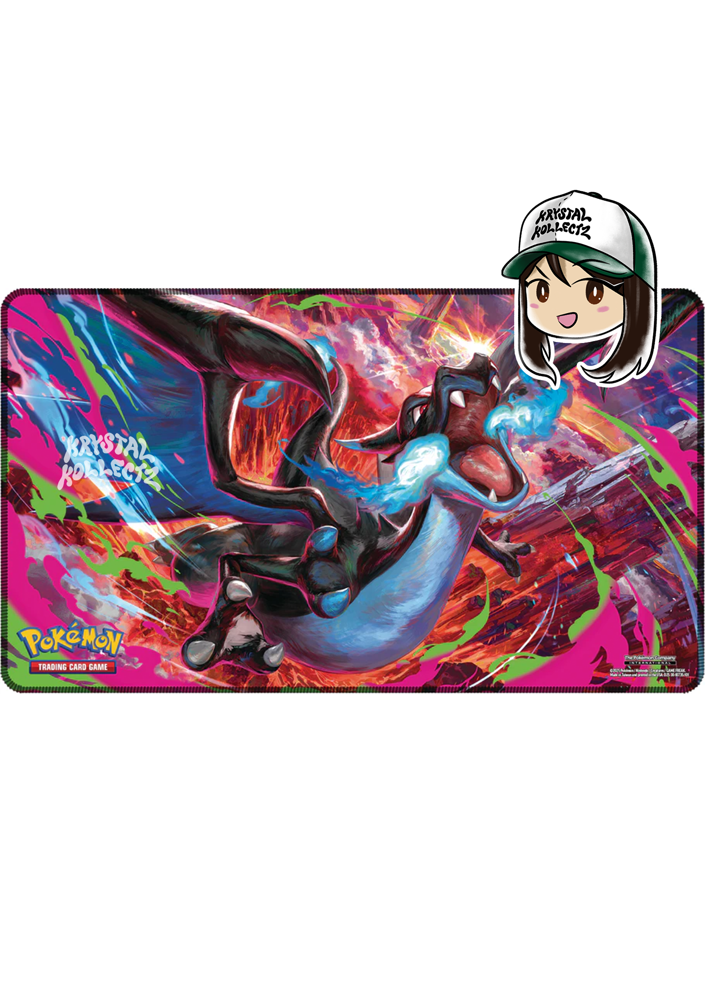 Mega Charizard X Pokemon TCG Official Playmat Phantasmal Flames KrystalKollectz 2025 Mega Evolution 