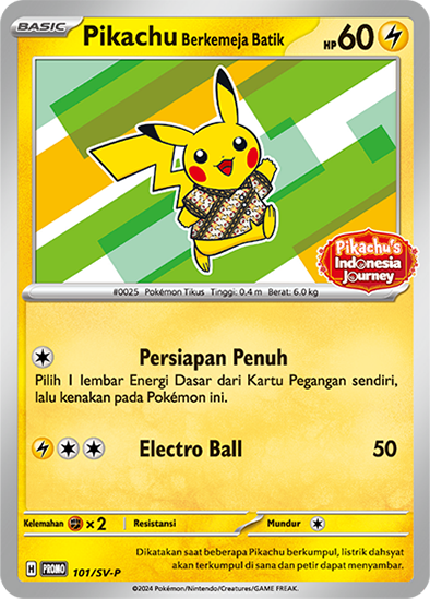 Pikachu wearing a Batik Promo - Green - Indonesian