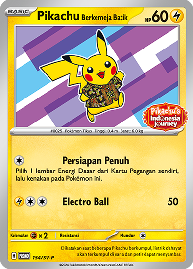 Pikachu wearing a Batik Promo - Purple - Indonesian