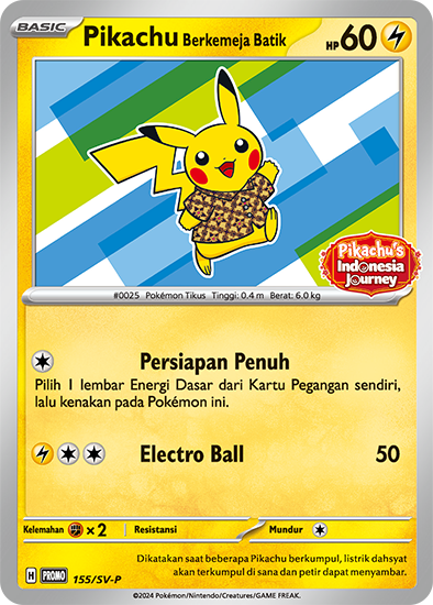 Pikachu wearing a Batik Promo - Blue - Indonesian