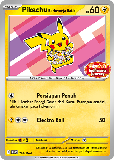 Pikachu wearing a Batik Promo - Pink - Indonesian