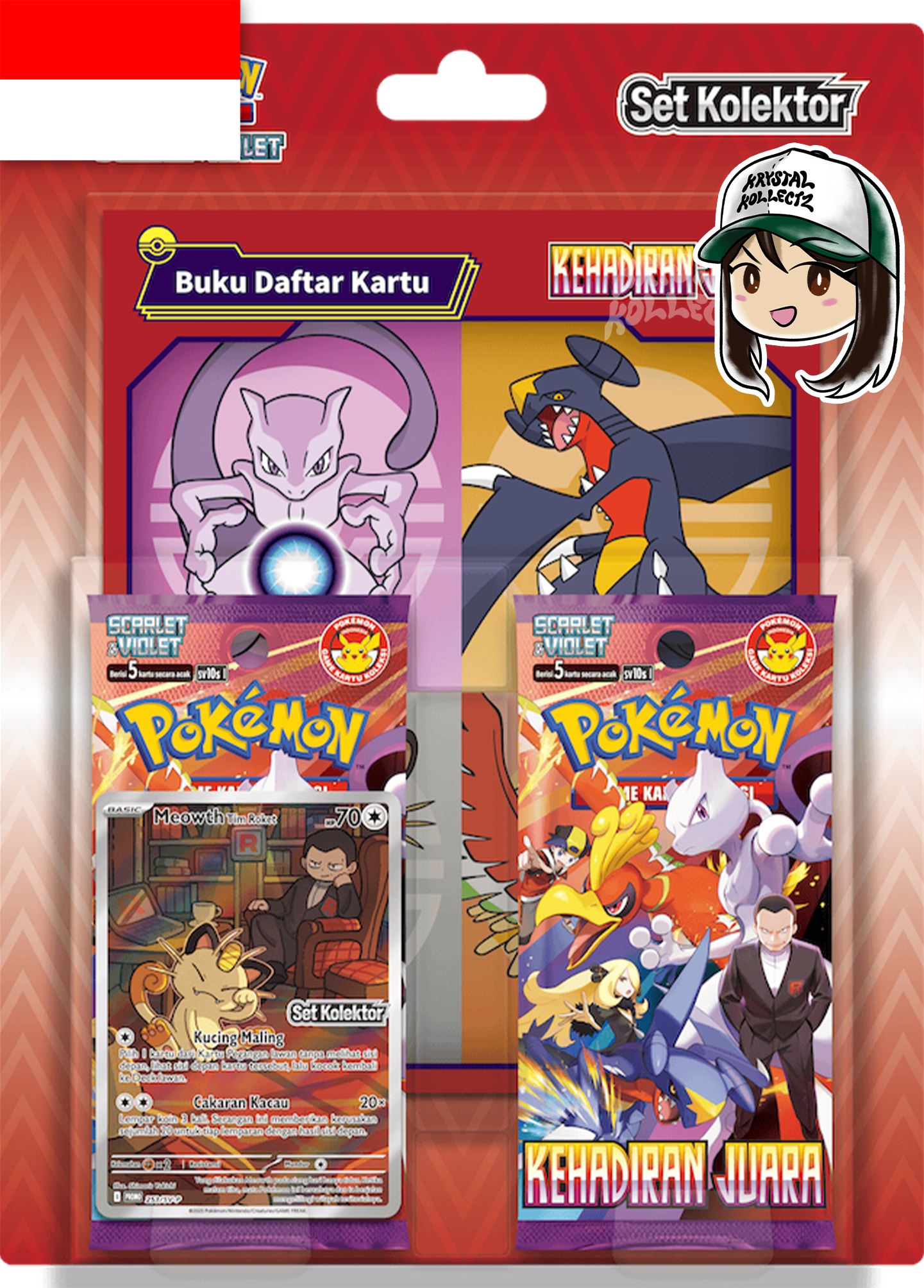 The Glory of Team Rocket Pokemon Indonesian set Destined Rivals Meowth Promo set Kolektor Scarlet & Violet KrystalKollectz web store 