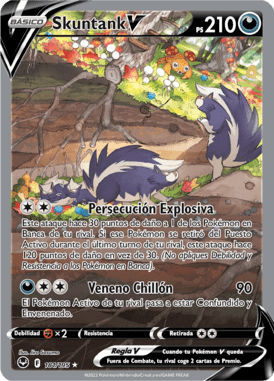 Skuntank V Alternate Art - Pokemon Card 181/195 Silver Tempest - European Spanish