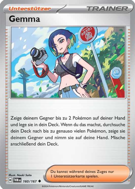 Perrin U Twilight Masquerade Pokemon Card 160/167 German Germany Naoki Saito KrystalKollectz 2024