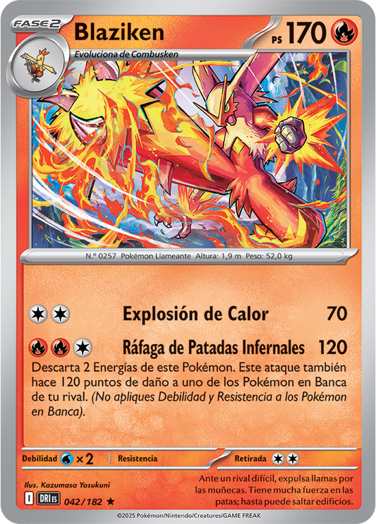 Blaziken Holo R Destined Rivals / Rivales Predestinados Pokemon Card 042/182 - Spanish KrystalKollectz 