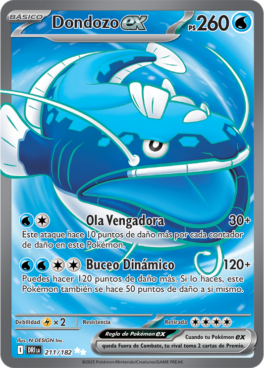 Dondozo ex Ultra Rare - Destined Rivals Pokemon Card 211/182 - Latin American Spanish