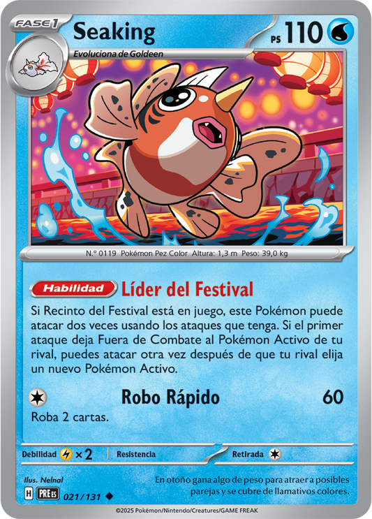Seaking U Prismatic Evolutions Pokemon Card PREes 021/131 Spanish
