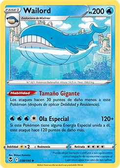 Wailord U Silver Tempest Pokemon Card 038/195 Spanish KrystalKollectz 