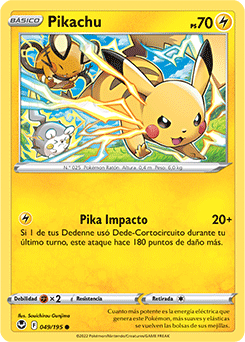 Pikachu C Silver Tempest Pokemon Card 049/105 Spanish KrystalKollectz  Tempestad Plateada 