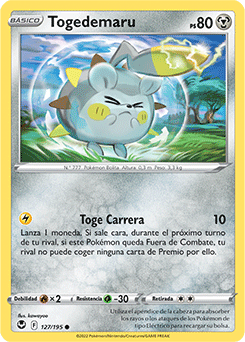 Togedemaru C Silver Tempest Pokemon Card 127/195 Spanish