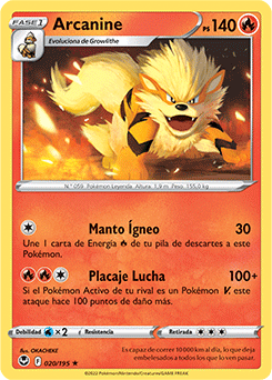 Arcanine R Silver Tempest Pokemon Card 020/195 Spanish KrystalKollectz
