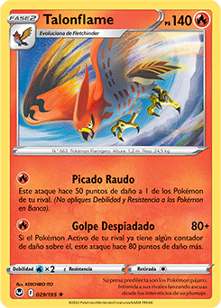 Talonflame R Silver Tempest Pokemon Card 029/195 - Spanish