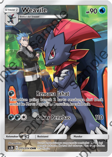 Weavile CHR - Pokemon Card 205/204 Koleksi Tag Team - Indonesian