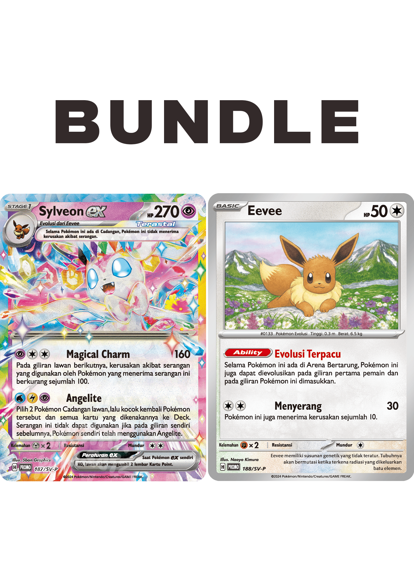 Eevee & Stellar Sylveon ex - Pokemon Deck Taktik Promo Cards - Indonesian