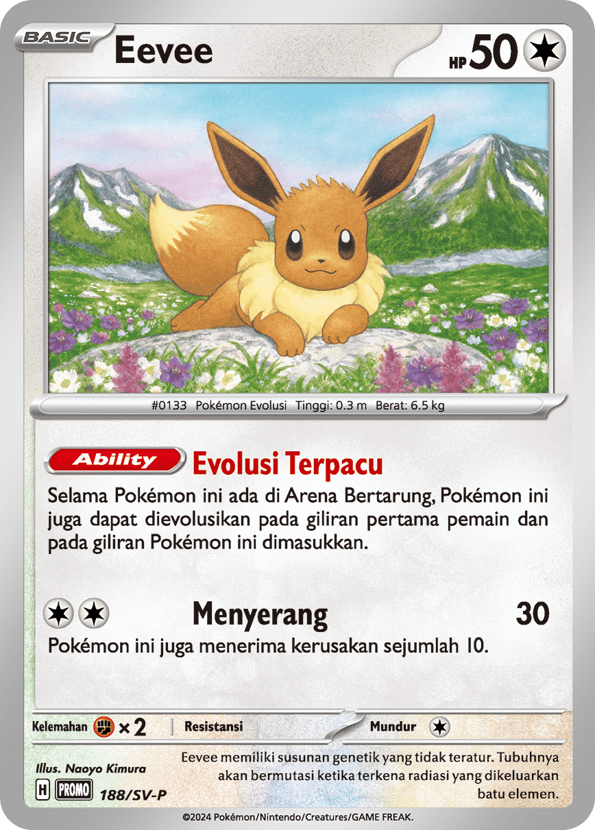 Eevee 188/SV-P Indonesian Pokemon Card 2024 KrystalKollectz Pokemon Indonesia Promo Naoyo Kimura