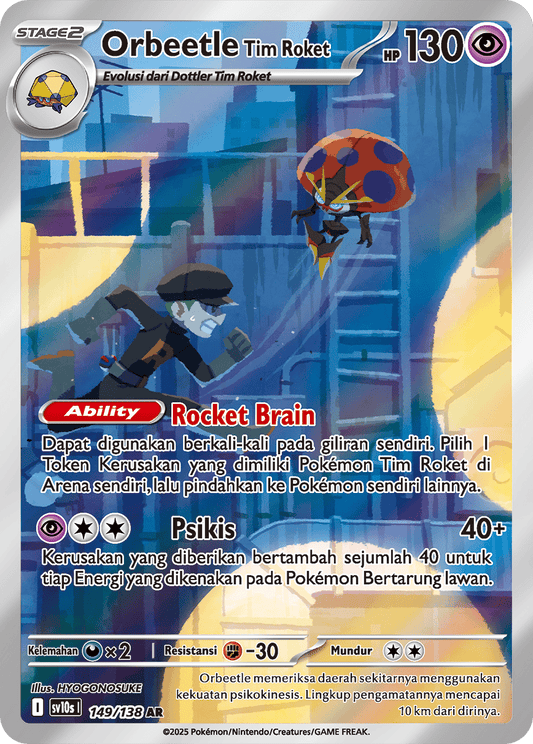 Team Rocket's Orbeetle AR - Pokemon Card 149/138 Presence of Champions - Indonesian