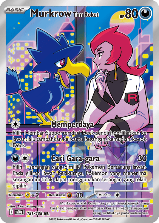 Team Rocket's Murkrow AR - Pokemon Card 151/138 Presence of Champions - Indonesian
