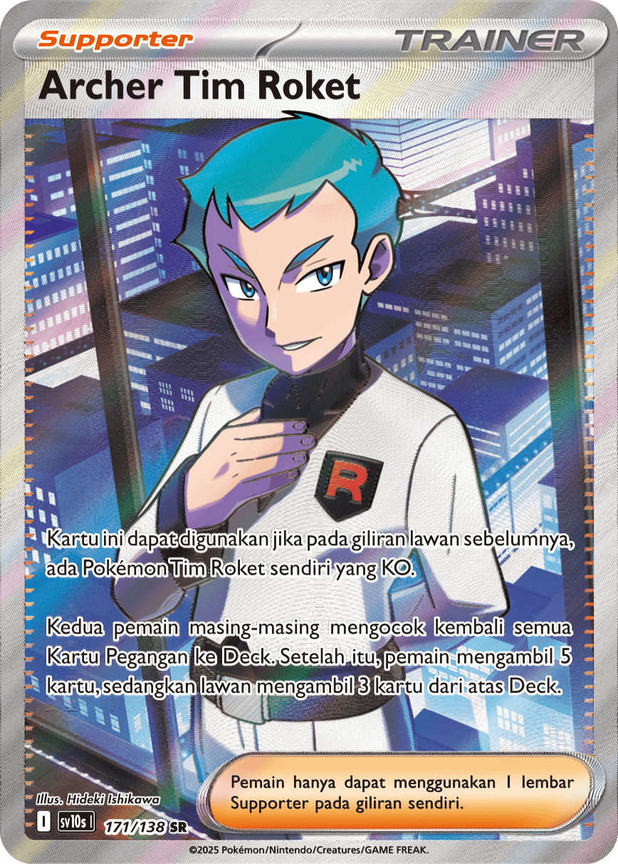 Team Rocket's Archer SR Presence of Champions Pokemon Card Indonesian 171/138 Indonesia Pokemon cards 2025 KrystalKollectz Web Store 