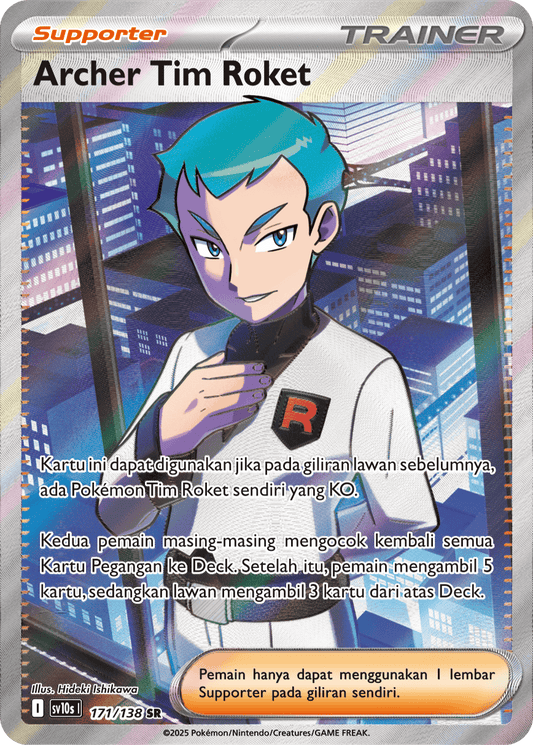 Team Rocket's Archer SR Presence of Champions Pokemon Card Indonesian 171/138 Indonesia Pokemon cards 2025 KrystalKollectz Web Store 