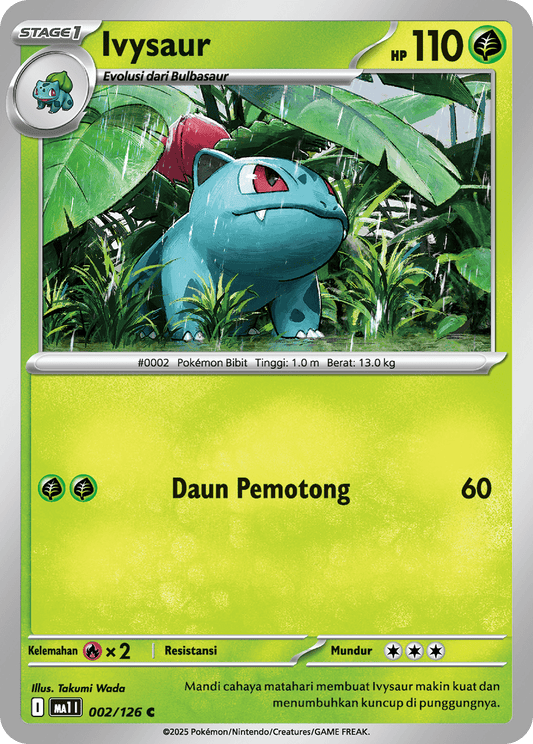 Ivysaur C 002/126 Pokemon Indonesian card 2025 Takumi Wada KrystalKollectz Indonesia Mega Evolution Mega Evolusi 
