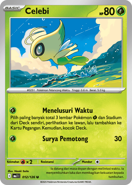 Celebi U Mega Evolution MA1I Pokemon Card 012/126 Indonesian KrystalKollectz 